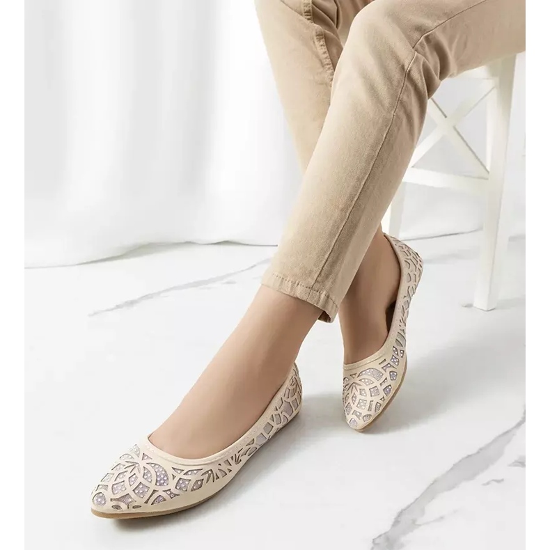 PA1 Durchbrochene Ballerinas in Lavarin-Beige 2