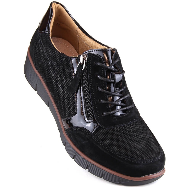 Damen-Keilschuhe aus schwarzem Leder Filippo DP4912 1