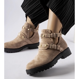 Beige dekorative Stiefeletten mit Ausschnitten von Provolo 1