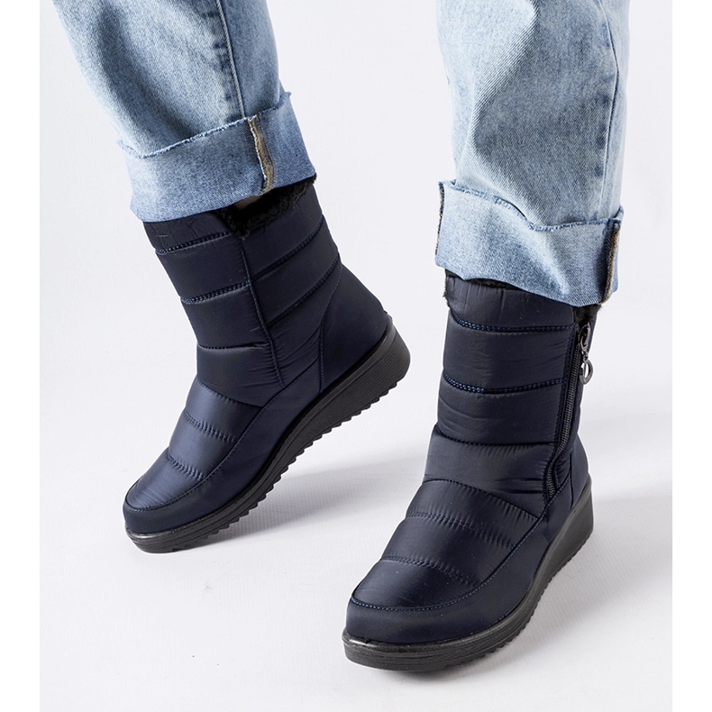 Marineblaue Schneestiefel mit niedrigem Mount-Keilabsatz 2
