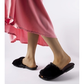 Inblu Giacomo schwarze Hausschuhe mit Fell 2