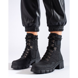 Schwarze Damen-Arbeitsstiefel zum Schnüren von Vinceza 1