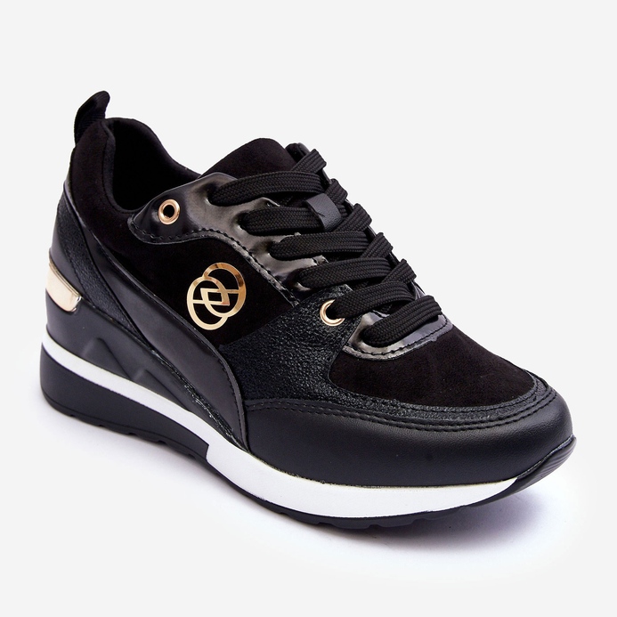 PE1 Damen-Sportschuhe zum Schnüren mit Keilabsatz in Schwarz Genova 1