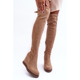 Wildlederstiefel mit Keilabsatz Beige Mephal 1