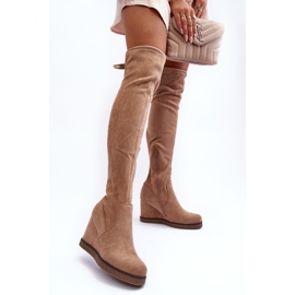 Wildlederstiefel mit Keilabsatz Beige Mephal 2