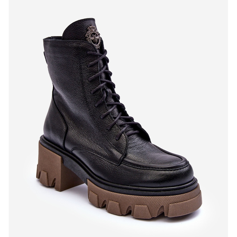 Isolierte Trapper-Stiefel aus Leder für Damen in Schwarz von Lemar Rehin 1