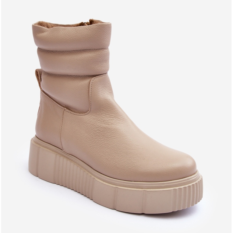 Damen-Stiefeletten aus Leder auf der hellbeigen Plateausohle von Lemar Suam 1