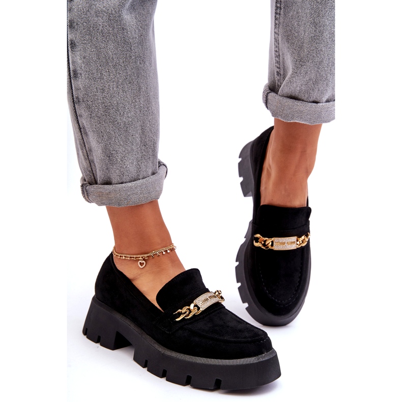 Seastar Klassische Wildledermokassins auf massivem Plateau, schwarz 2