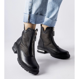 Schwarze durchbrochene Cavour-Stiefeletten 1