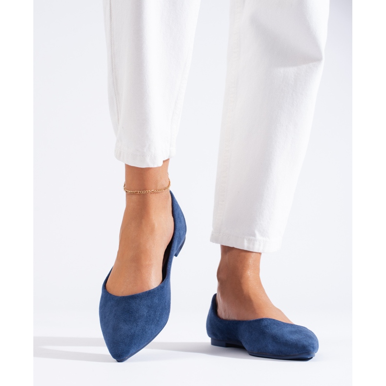 Marineblaue Ballerinas für Damen aus ökologischem Shelovet-Wildleder navy blau 1