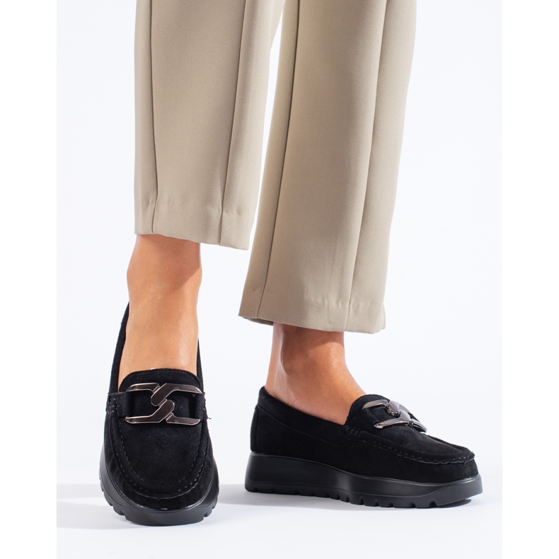 Schwarze Wildleder-Loafer für Damen von Shelovet 1