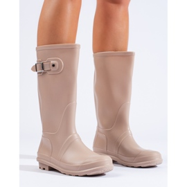 Beige Damen-Gummistiefel mit Shelovet-Schnalle 1