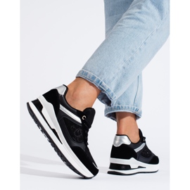 Schwarze Damen-Sneaker mit weißem Shelovet-Einsatz 2