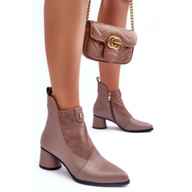 Lederstiefel mit hohem Absatz S.Barski MR870-96 Beige 1