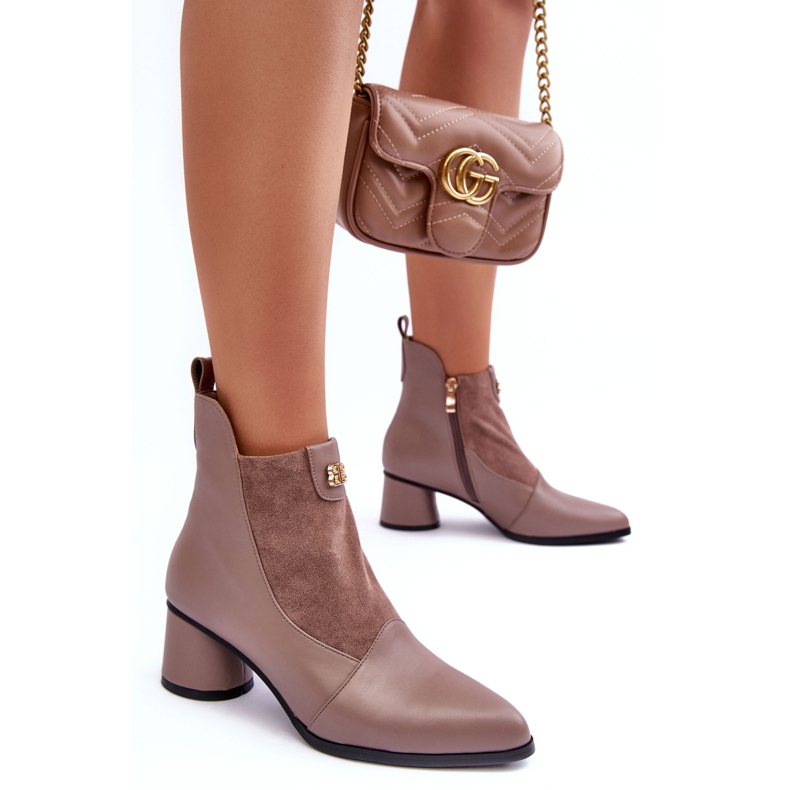 Lederstiefel mit hohem Absatz S.Barski MR870-96 Beige 1