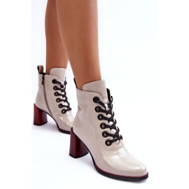 Lack-Schnürstiefelette S.Barski MR870-15 Hellgrau 1