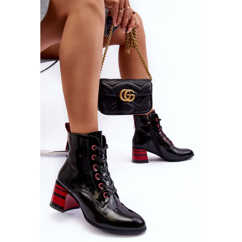 Lackstiefel mit hohem Absatz S.Barski MR870-49 Schwarz 2