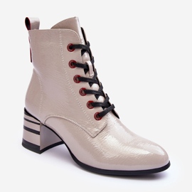 Lackstiefel mit hohem Absatz S.Barski MR870-49 Hellgrau 2