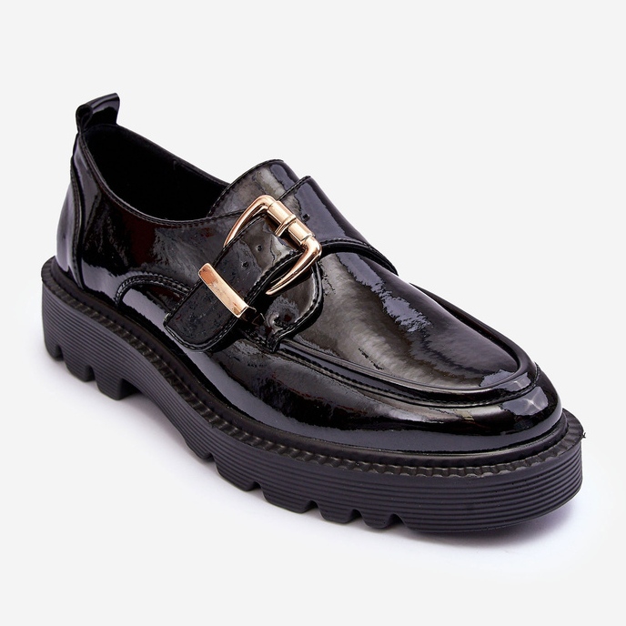 Vinceza Flache Schuhe aus Lackleder mit Schnalle, Black Meara schwarz 2