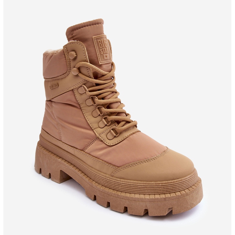 Isolierte Trappers-Stiefeletten für Damen mit Plateau und flachem Absatz Big Star MM274340 Beige 2