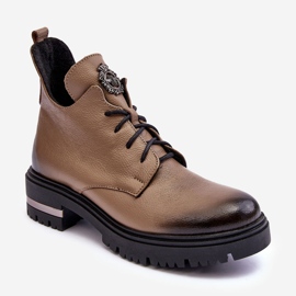 Flache Damenstiefel aus Leder in Beige von Lemar Charline 1