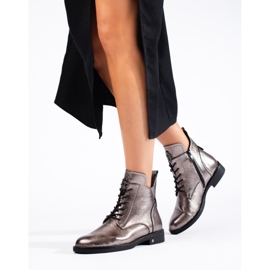 W. Potocki Potocki silberne flache Stiefel braun 1