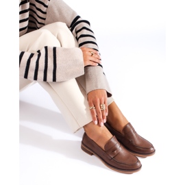 Braune Shelovet-Slipper für Damen mit niedrigem Absatz 1