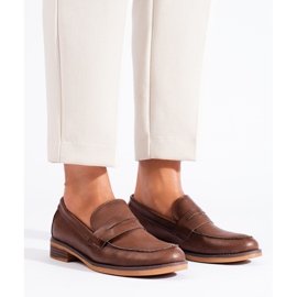 Braune Shelovet-Slipper für Damen mit niedrigem Absatz 2