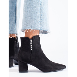 Shelovet Damen-Stiefeletten aus schwarzem Wildleder 2