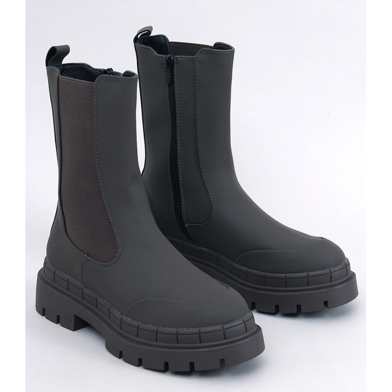 Hohe Chelsea-Stiefel von Faime Kaki grün 1