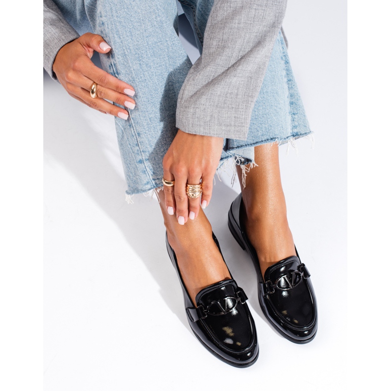 Schwarze Shelovet-Lords für Damen aus Lackleder 1