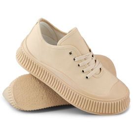 Beige Damen-Sneaker mit dicker Sohle 1