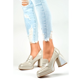 Damen-Lacklederschuhe mit hohem Absatz beige 1