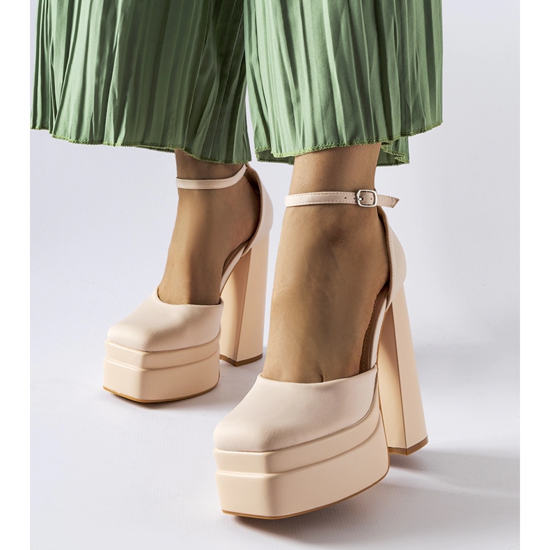 Beige Romines-Pumps mit hohem Absatz 1