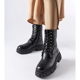 Schwarze Arbeiterstiefel mit Fiacre-Steppung verziert 1