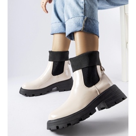 Beigefarbene Worker-Slipper-Stiefel von Breolungi 2