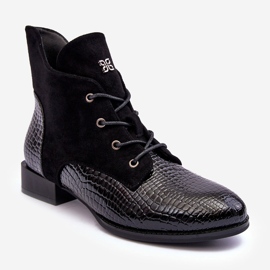 Vinceza Flache Lederschuhe mit Tiermuster Schwarz Tianeta 1