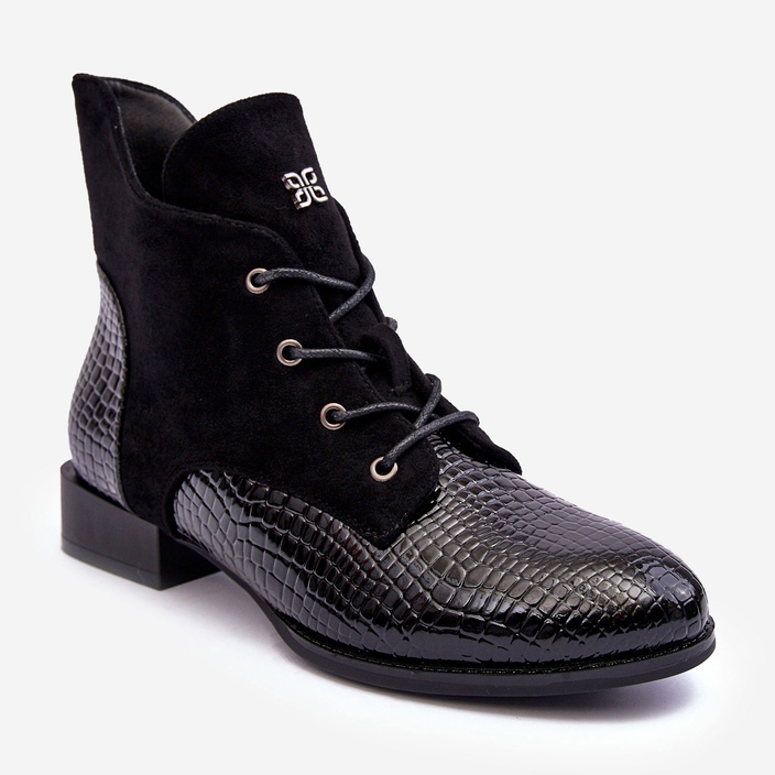 Vinceza Flache Lederschuhe mit Tiermuster Schwarz Tianeta 1