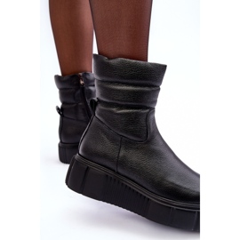 Lemar Suam Leder Damen Plateaustiefel Schwarz 1
