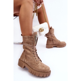 PS1 Worker-Stiefeletten aus Wildleder mit Schmuckverzierung, Dunkelbeige Marx 1