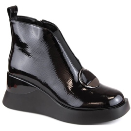 D&amp;A S.Barski Premium Collection W OLI228A schwarze Keilstiefel 1