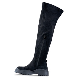Schwarze Overknee-Stiefel für Damen aus Wildleder 3