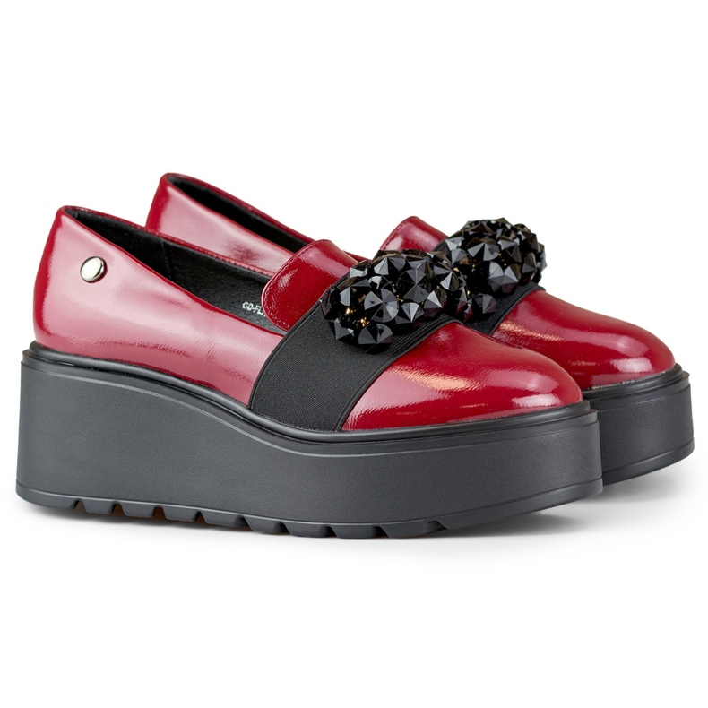 Rote Lackschuhe für Damen auf Plateau 1