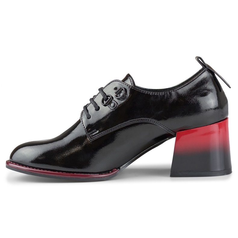 Elegante Damen-Schnürschuhe mit rotem Absatz schwarz 1