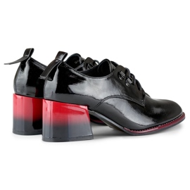 Elegante Damen-Schnürschuhe mit rotem Absatz schwarz 2