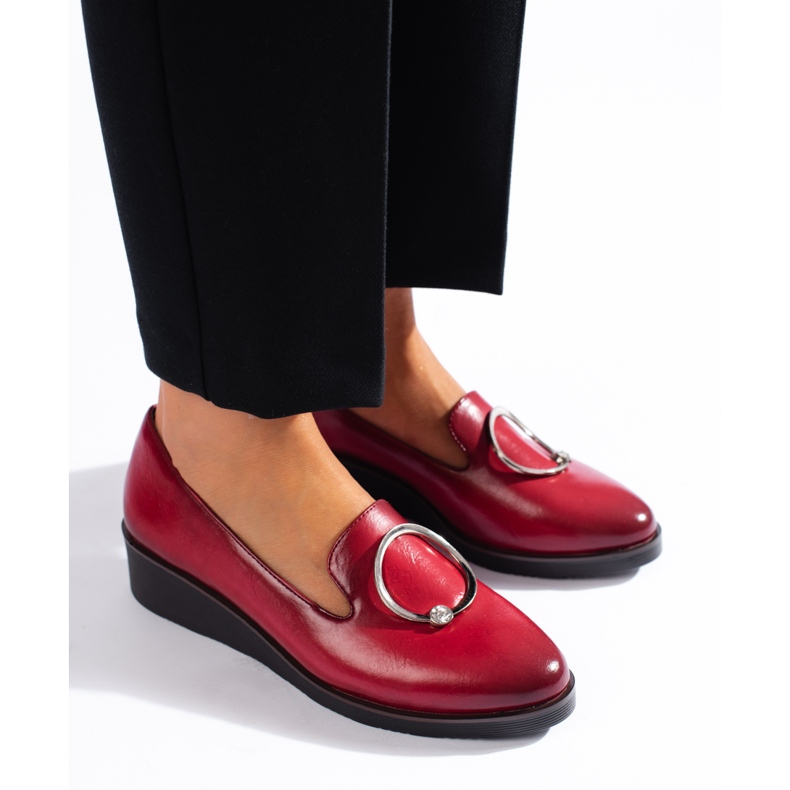 W. Potocki Rote Damenschuhe mit niedrigem Keilabsatz von Potocki 1