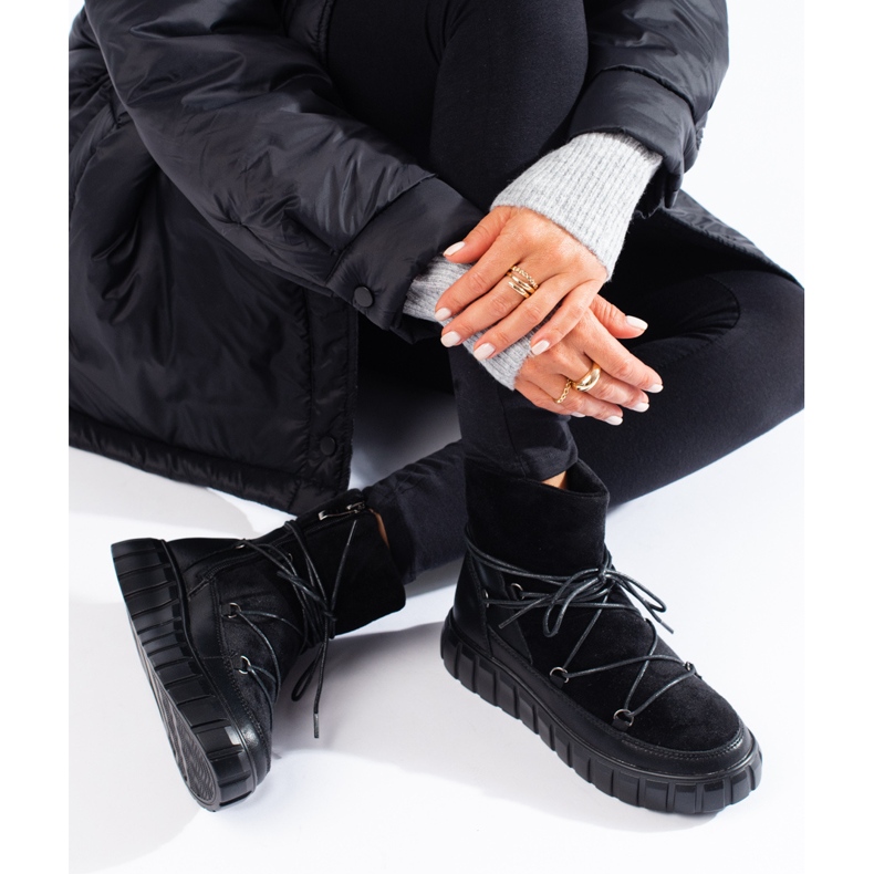 Vinceza Damen-Schneestiefel aus schwarzem Leder 1