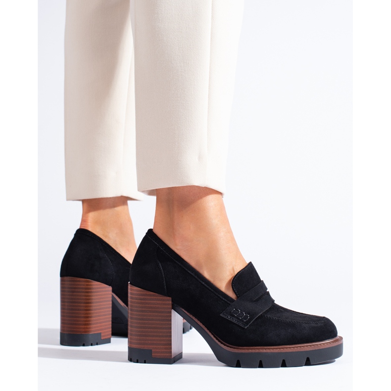 Schwarze Wildlederschuhe mit hohen Absätzen für Damen von Shelovet 1