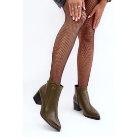 Sergio Leone Lederstiefel mit niedrigem Absatz Olive Cidi grün 2