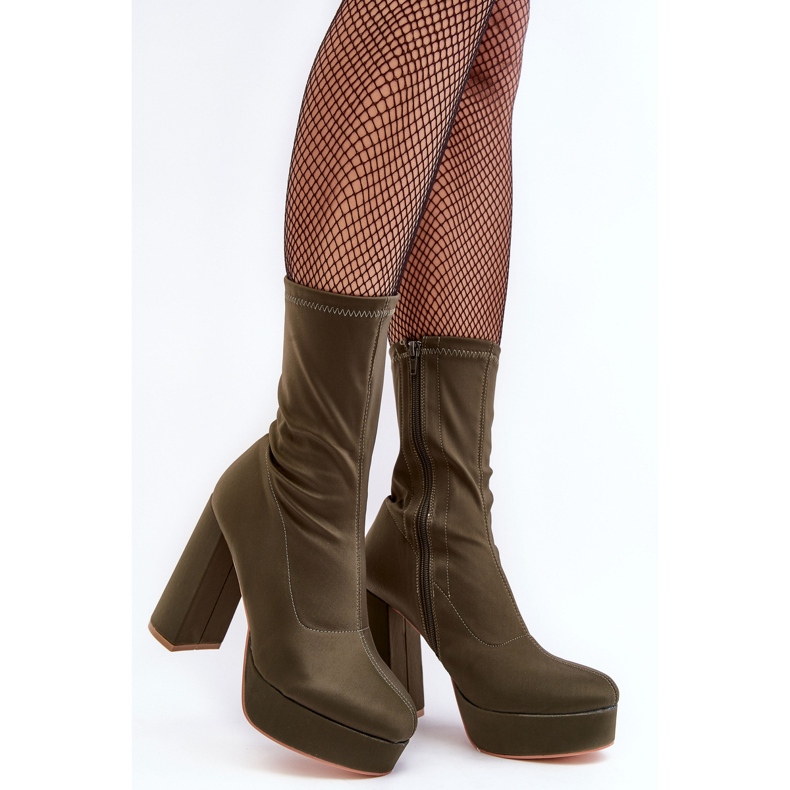 PH2 Grüne Peculia-Stiefeletten mit hohem Absatz und Reißverschluss 1